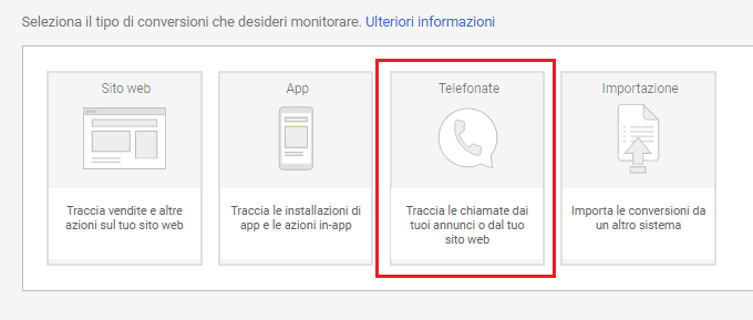 monitoraggio chiamate google adwords