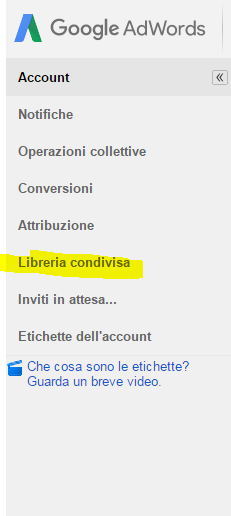 libreria condivisa adwords