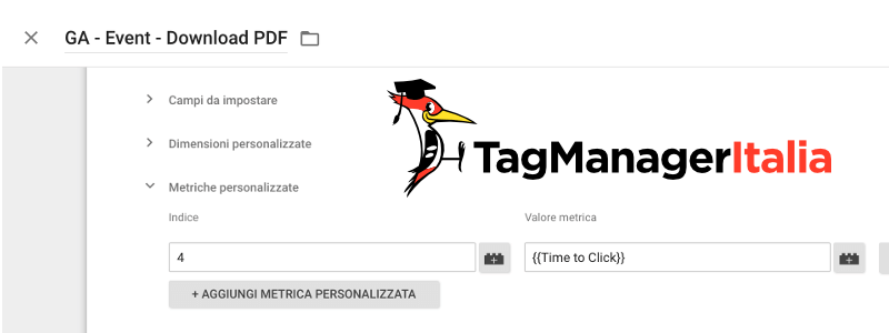 tag evento tempo click google tag manager