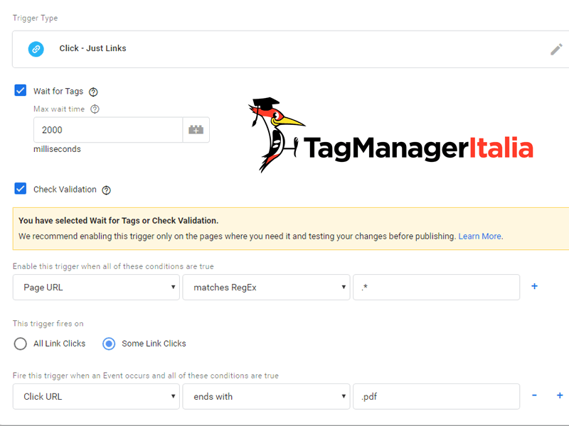 attivatore tracciare download pdf google tag manager