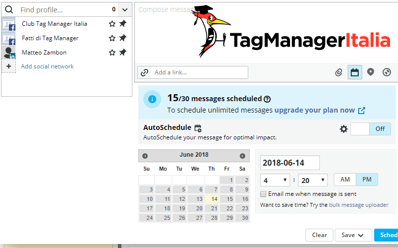 hootsuite schedulare post