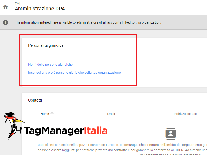 personalità giuridica google analytics