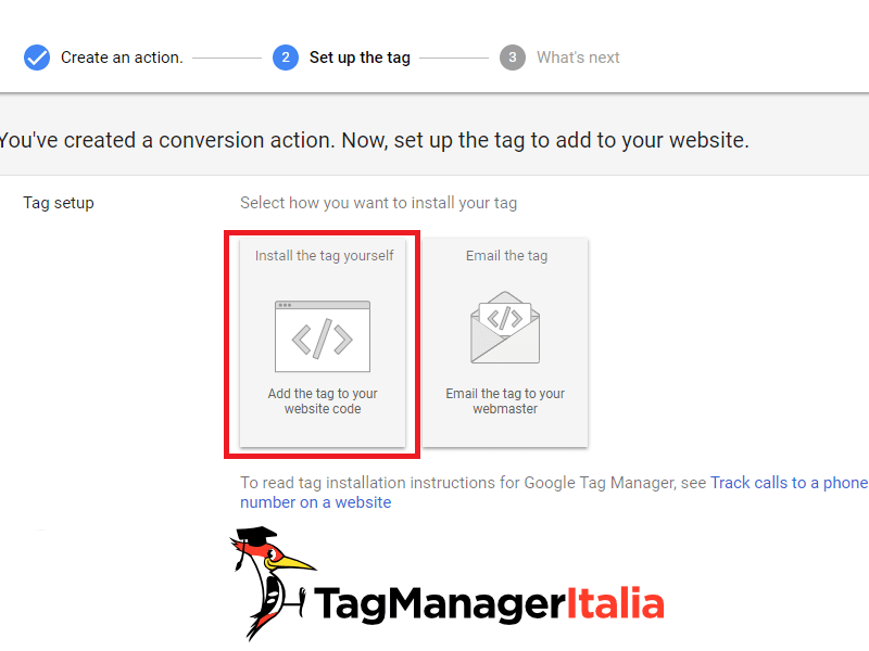 tag script di conversione telefonica a chiamata google ads con Google Tag Manager