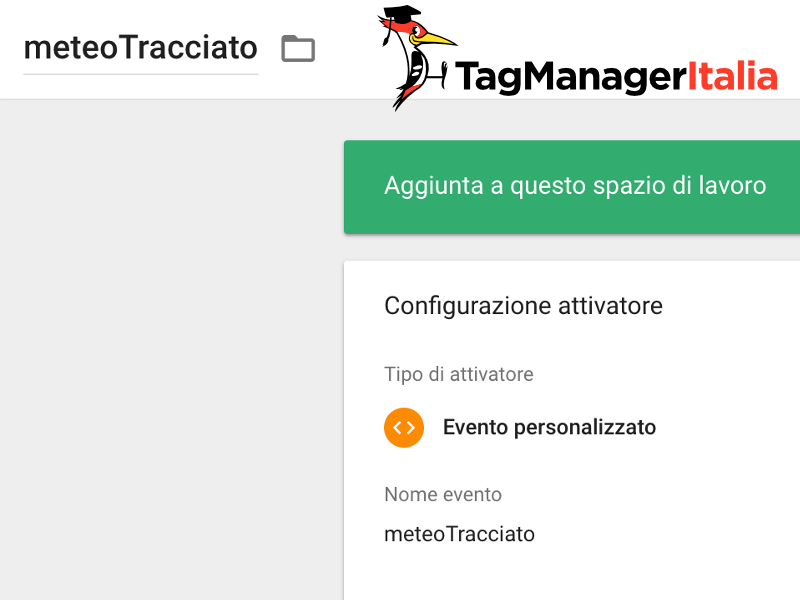 attivatore meteo tracciato google tag manager