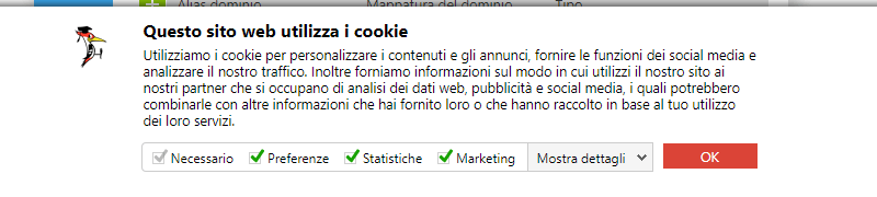 banner accettare cookie cookiebot gdpr