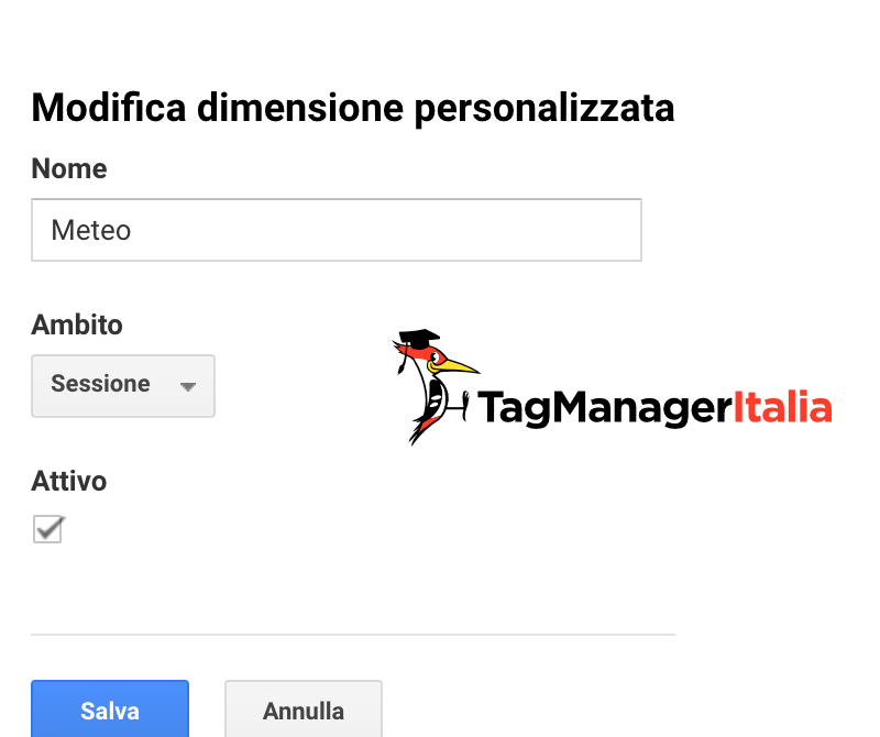 dimensione personalizzata meteo google analytics