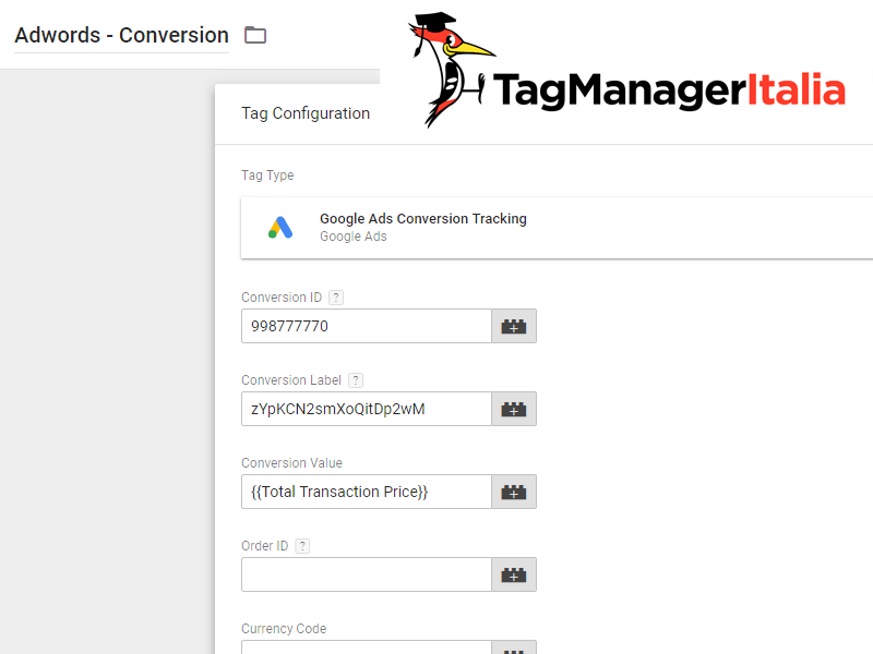 installare tag conversioni google tag manager