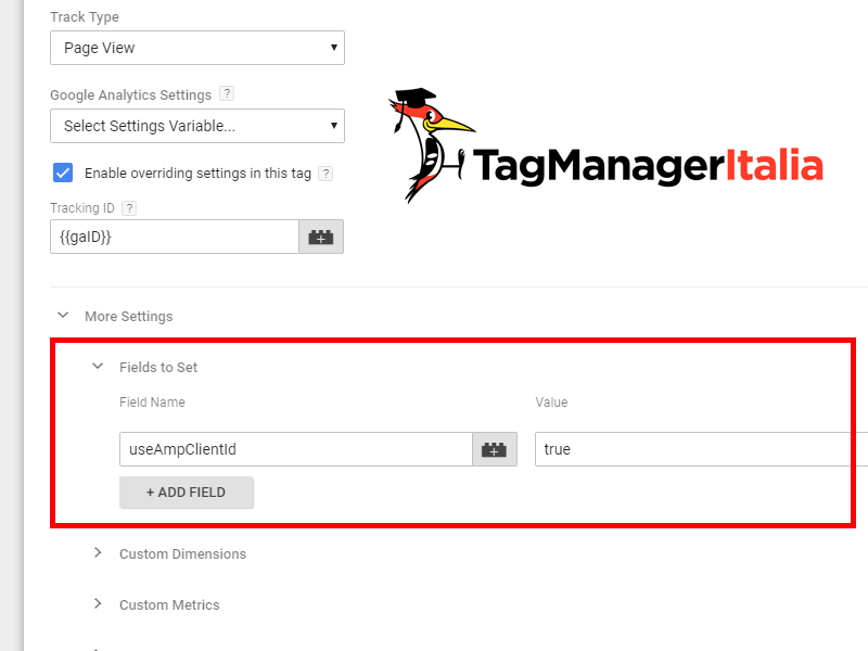 tag client id amp per google analytics con google tag manager