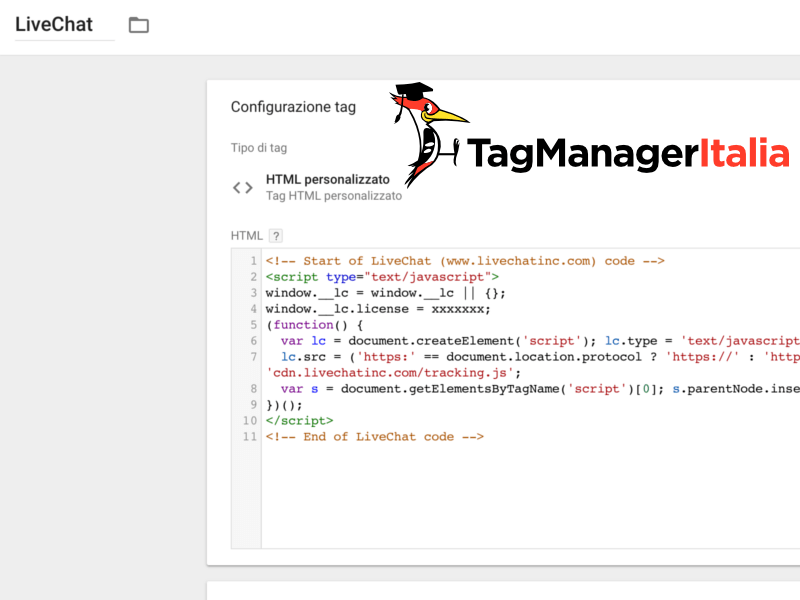 tag livechat google tag manager