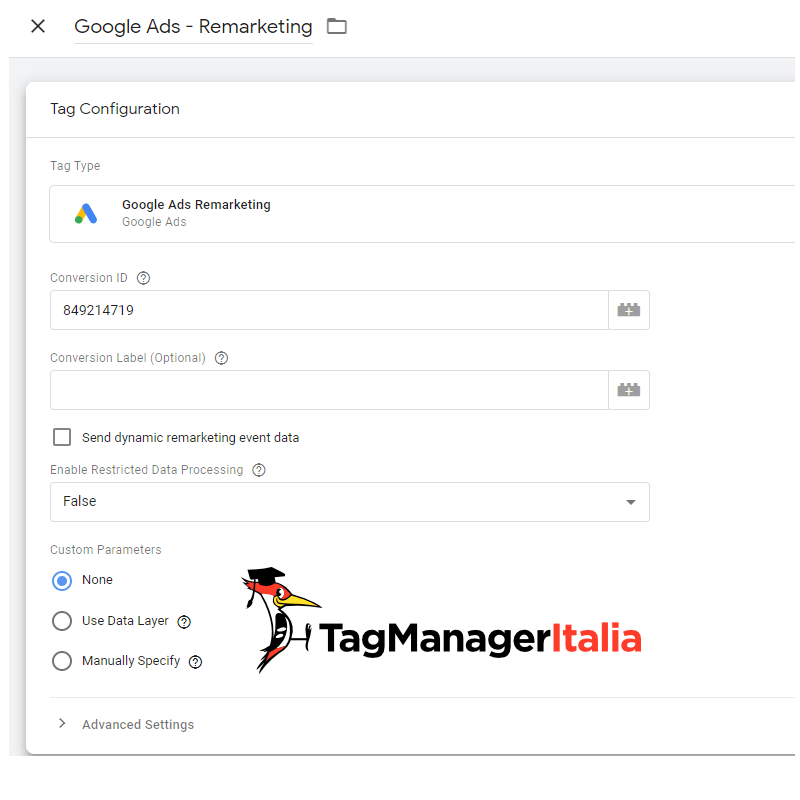 tag google ads remarketing in google tag maanger