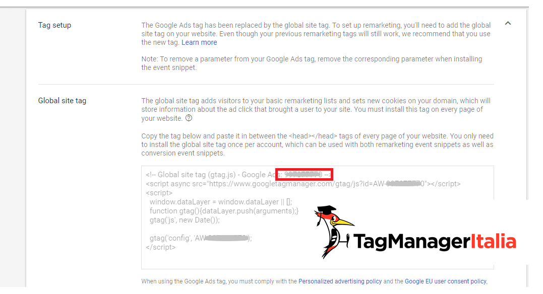 tag remarketing nuova interfaccia