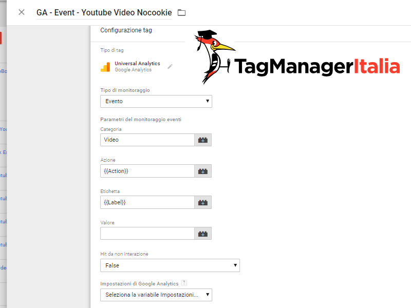 tag2 tracciare video youtube nocookie google tag manager