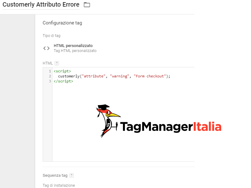 gestione attributi customerly con Google Tag Manager