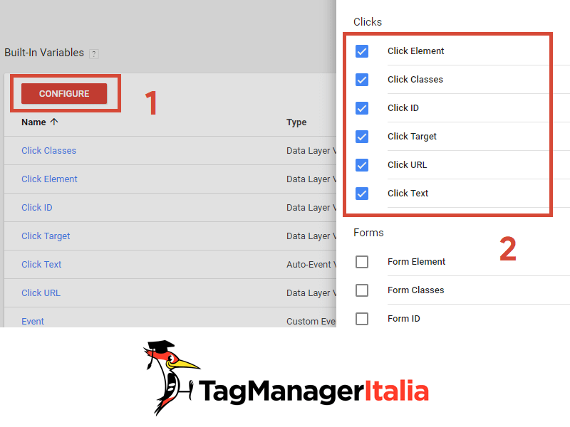 Guida Base - Tracciare Eventi su Google Analytics - Variabili Click Integrate