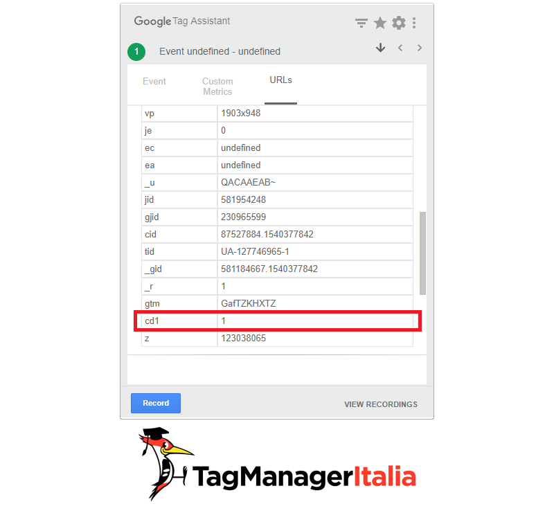 Tracciare nonInteraction in Google Analytics - Custom Dimension Timer A