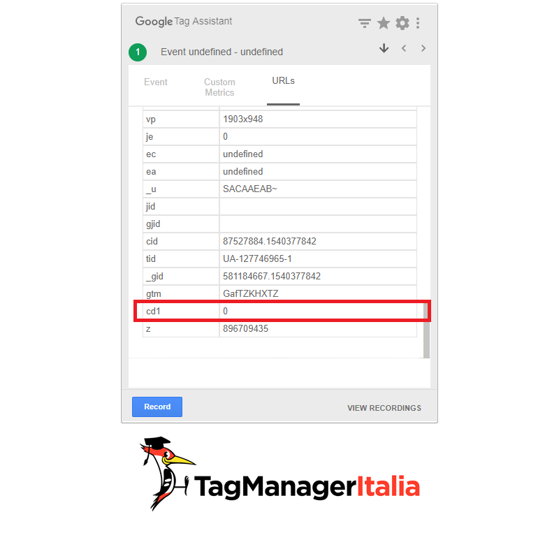 Tracciare nonInteraction in Google Analytics - Custom Dimension Timer B