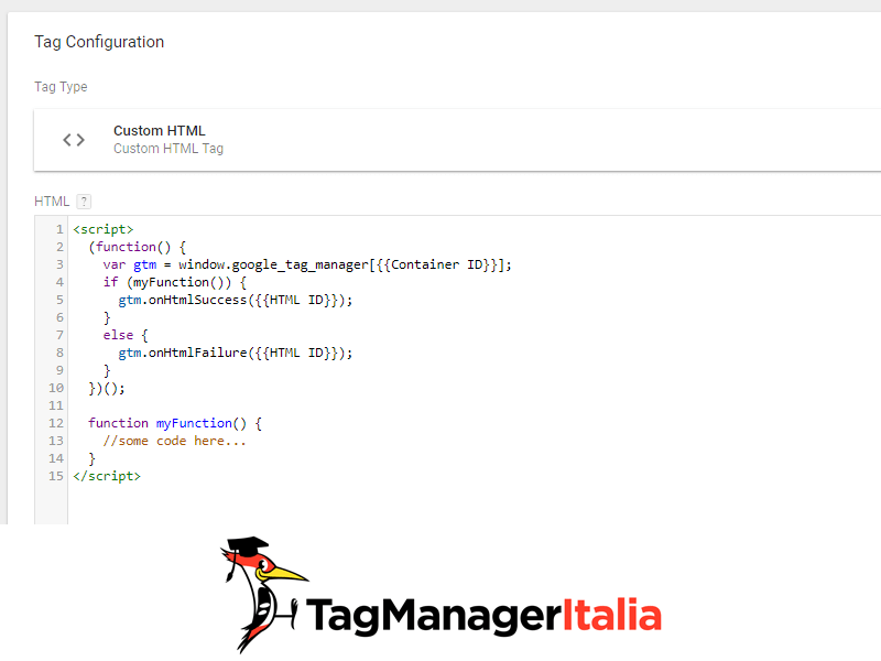 tag html personalizzato con callback sequenza tag in google tag manager