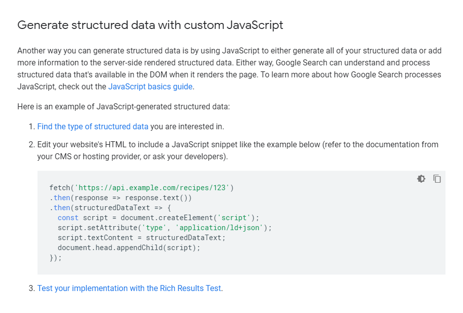 Generate structured data with custom JavaScript