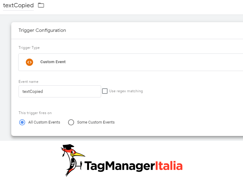 attivatore textcopied tracciare copia testo google tag manager