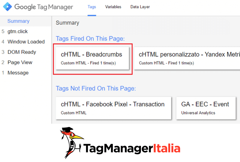 breadcrumbs google tag manager anteprima