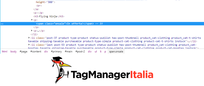 classe elemento variante ab test google tag manager