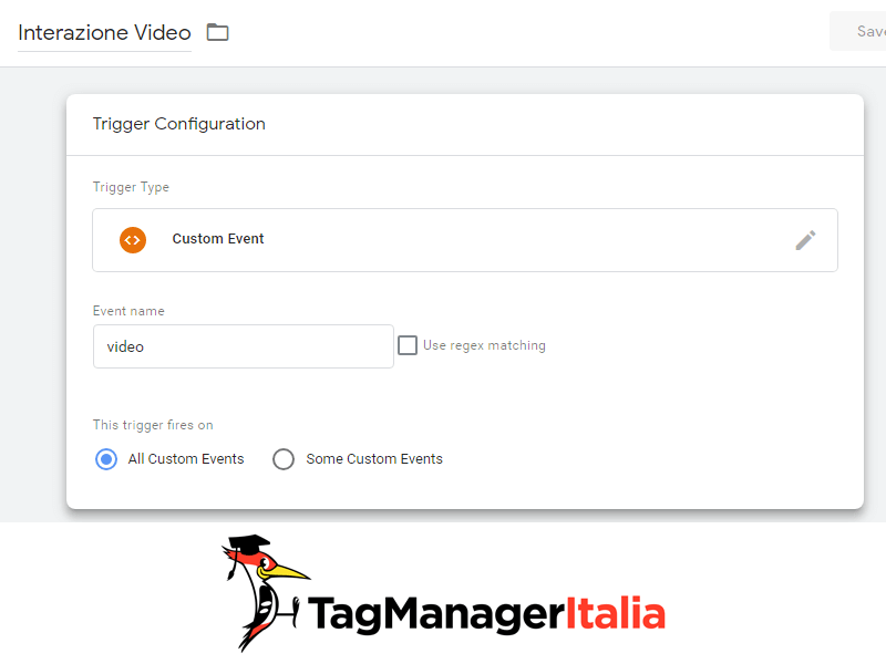 evento personalizzato video html5 google tag manager