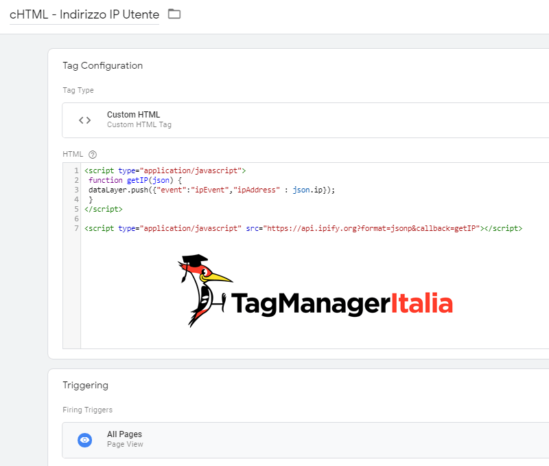 tag tracciare indirizzo ip google tag manager