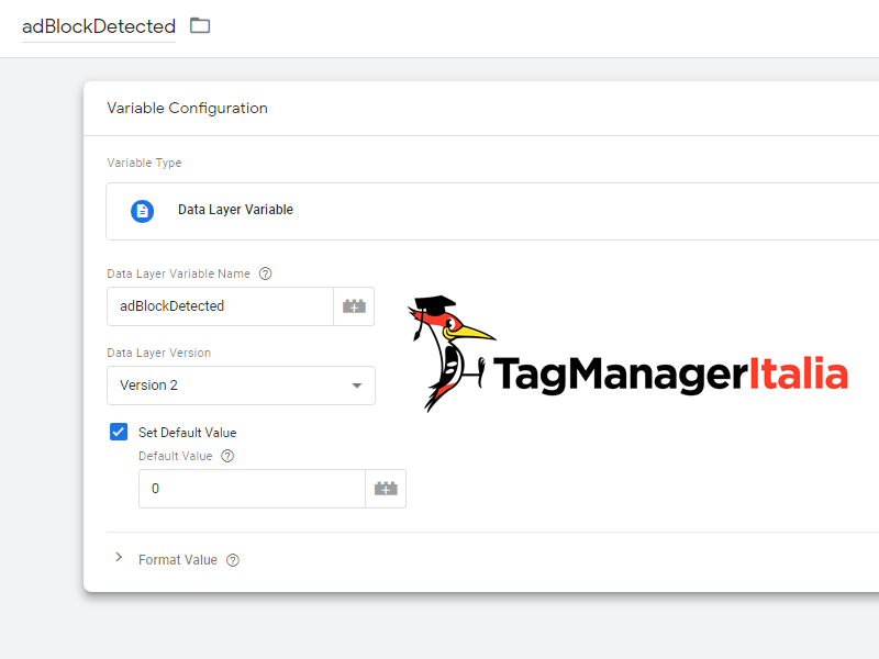 variabile tracciare adblock analytics google tag manager