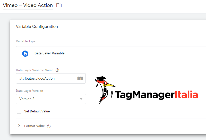 vimeo tracking variabile livello dati google tag manager