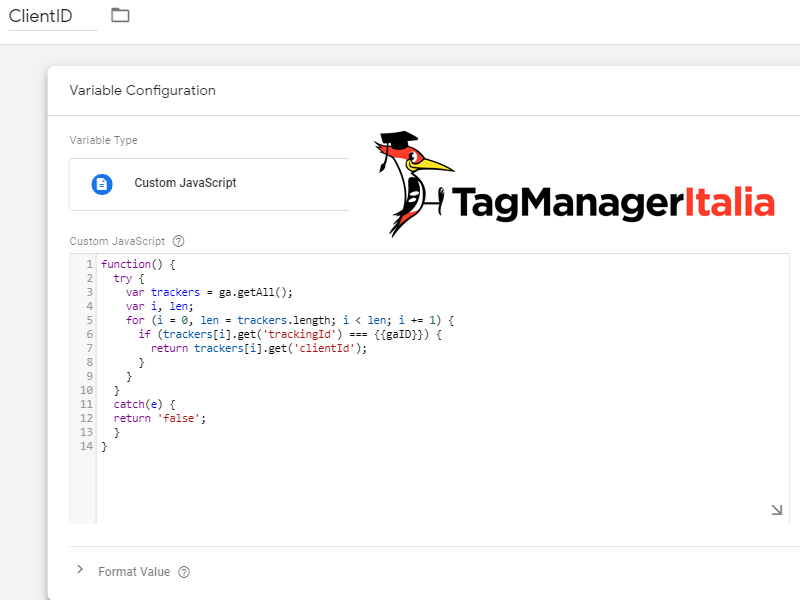 step1 creazione variabile client id google tag manager