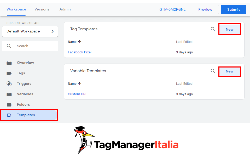 Create Templates Google Tag Manager