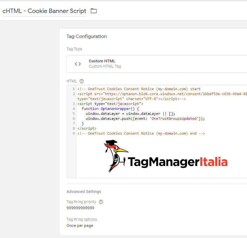 Script OneTrust inject banner with Google Tag Manager