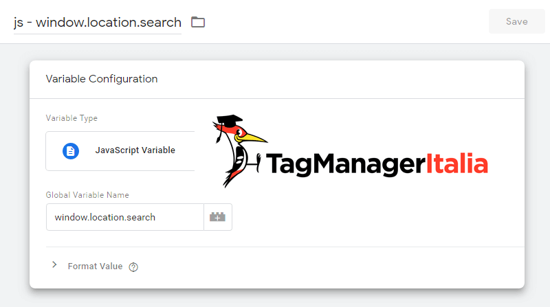 gtm variabile javascript window location search