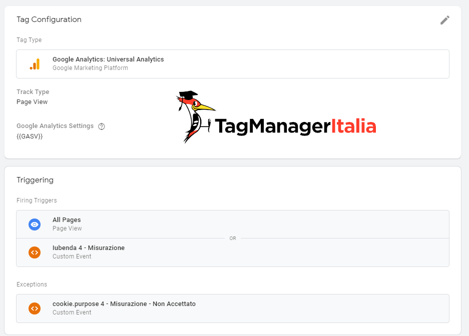 Step 8 – Aaggiorna i tuoi attivatori e tag - google analytics e iubenda