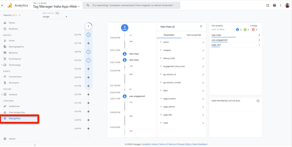 debug mode google analytics 4