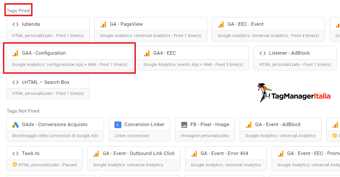 Debug mode Google Tag Manager per Tag GA4 - Configuration