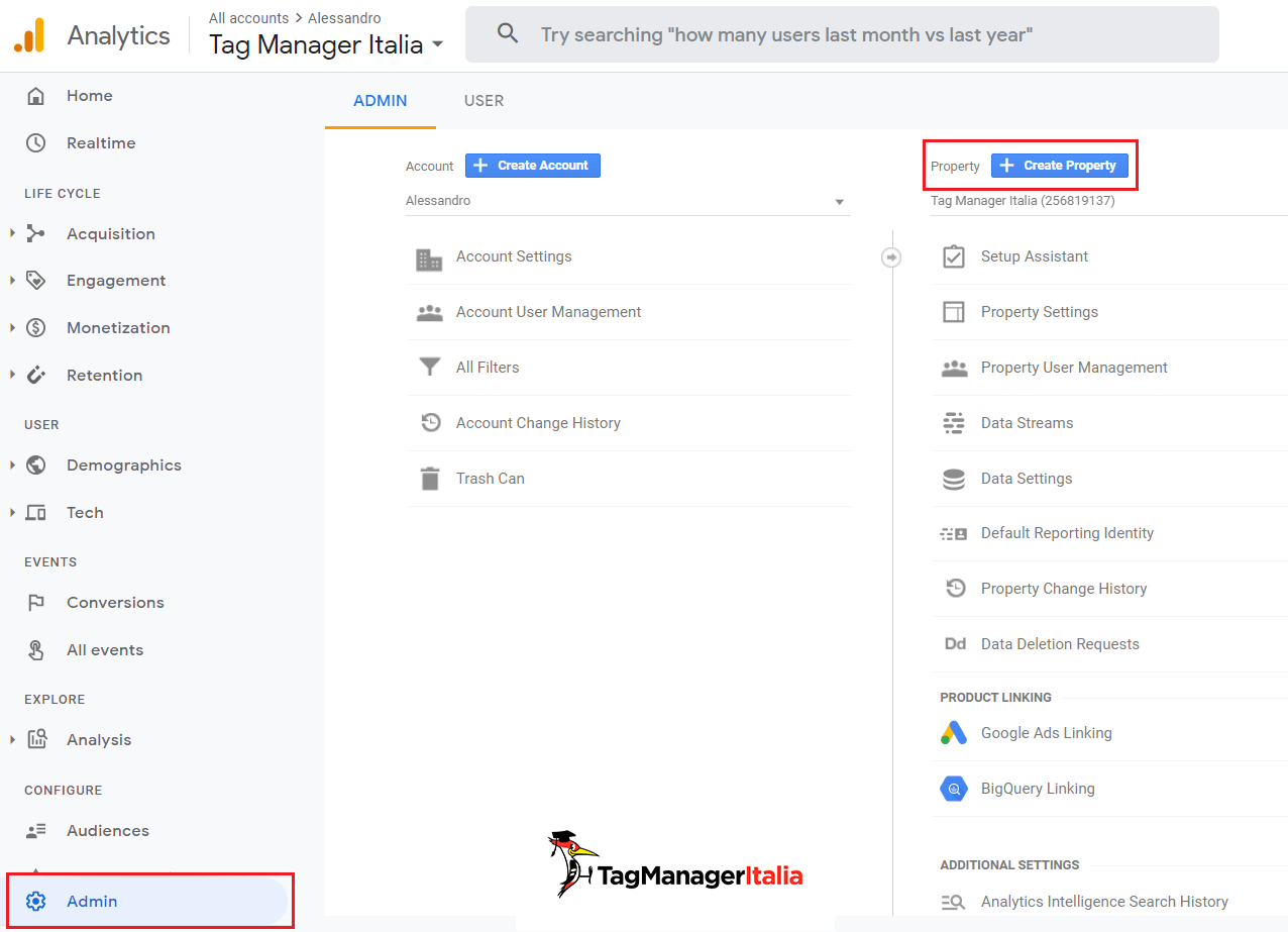 Google Analytics 4 how to create a new property