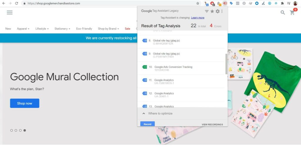 shop google merchandising store - google analytics 4 demo