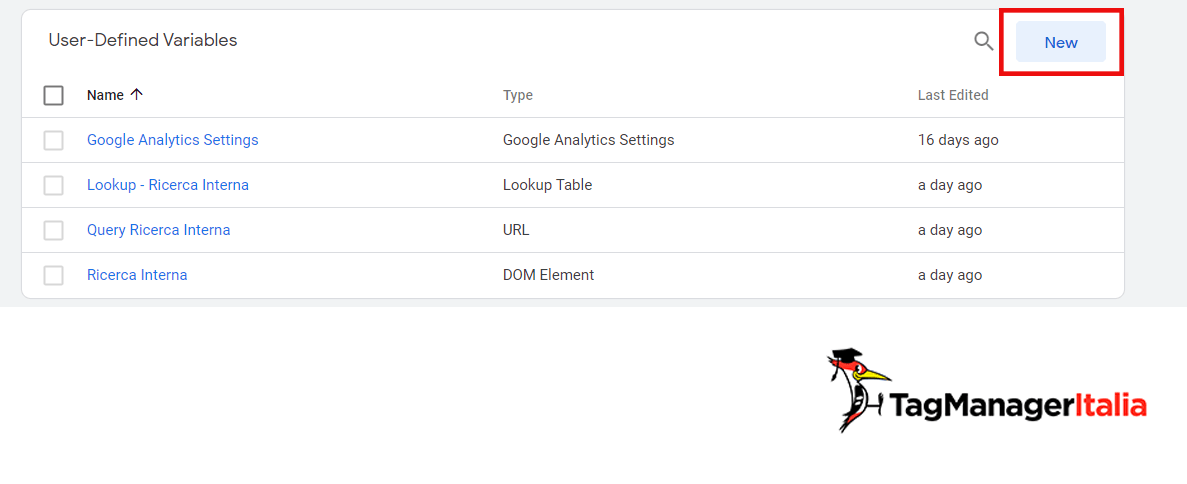 nuova variabile google tag manager