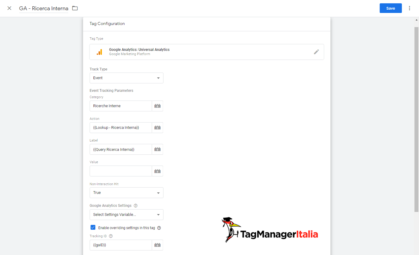 tag tracciare ricerca interna sito no risultati