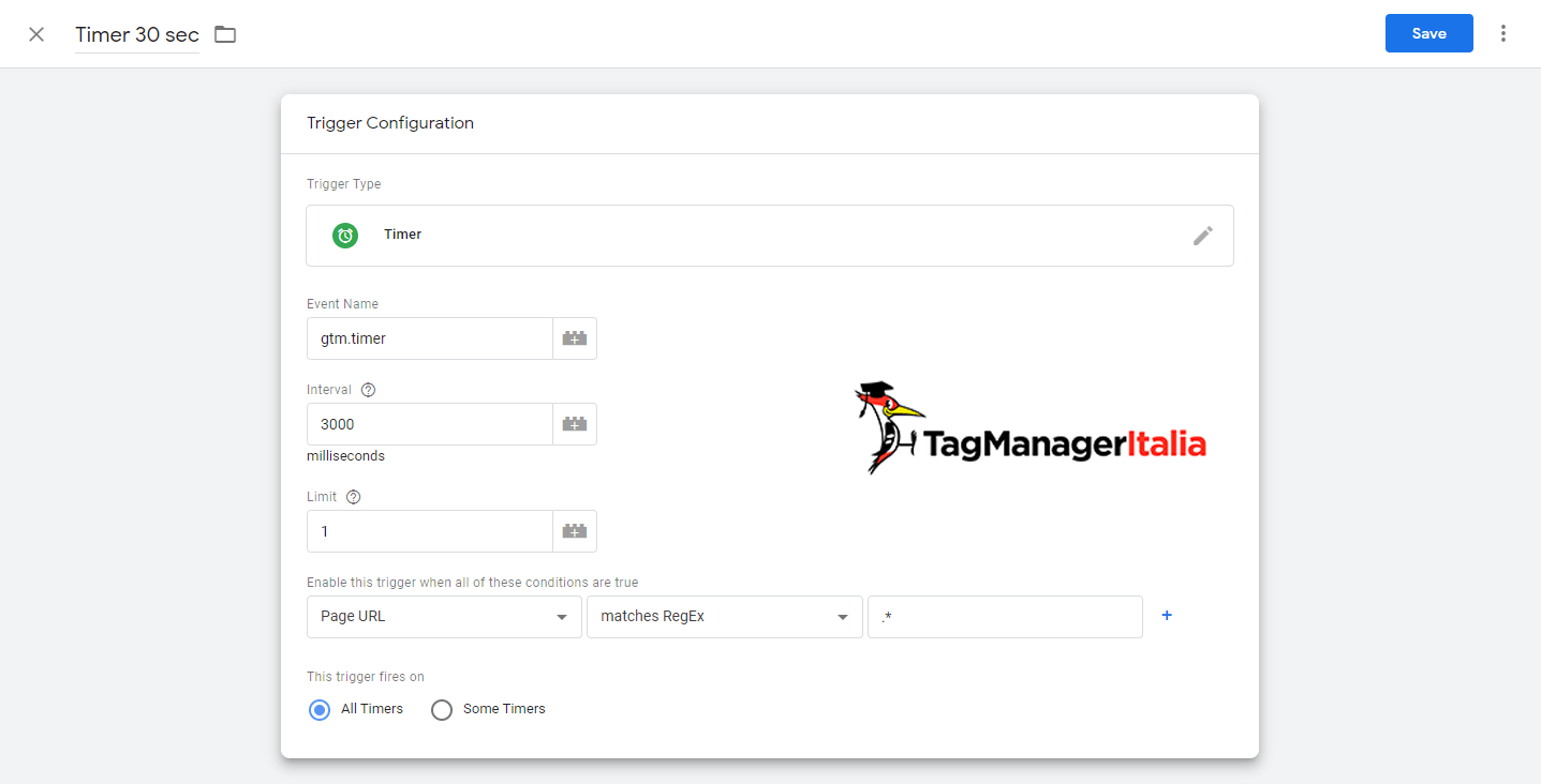 attivatore timer adjusted bounce rate google tag manager