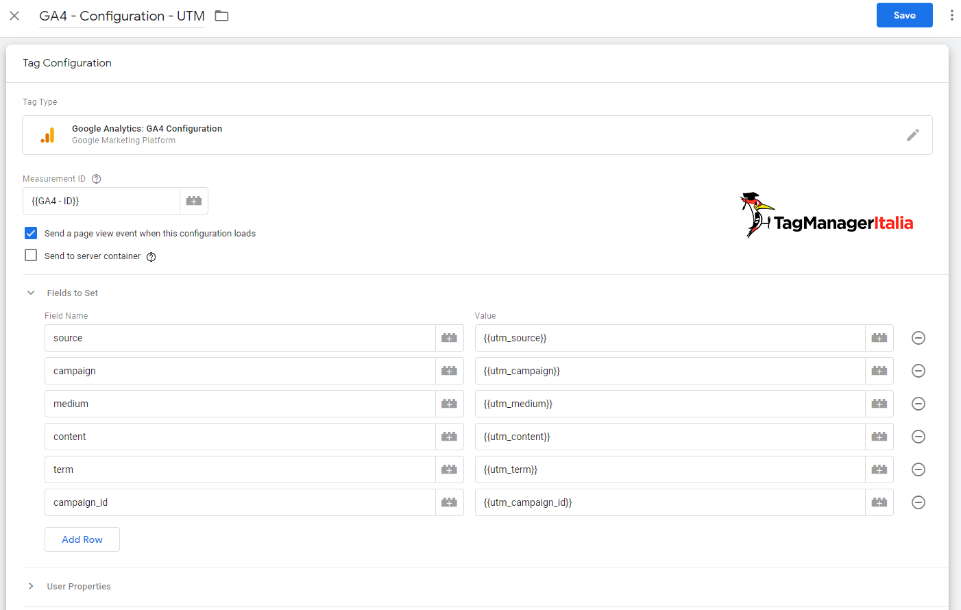 GA4 UTM parameters in Google Tag Manager tag