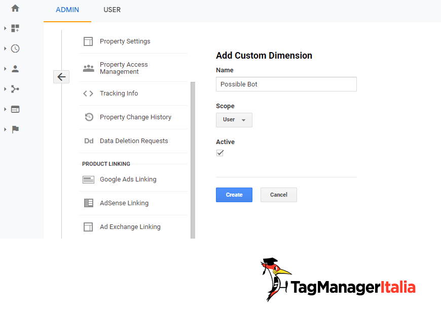 Nuova dimensione personalizzata possible bot Google Analytics