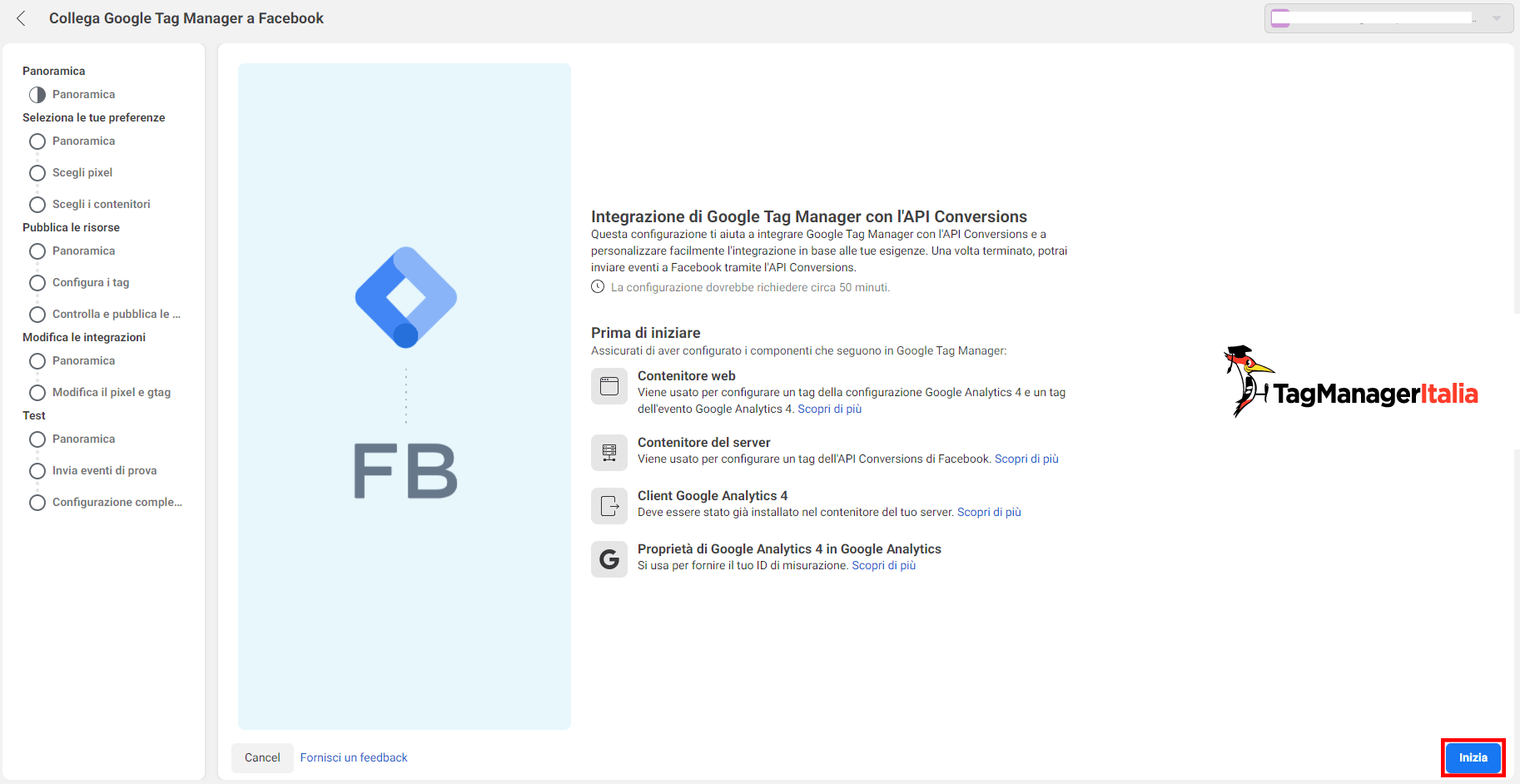 i requisiti iniziali per configurare conversion API facebook con GTM server-side