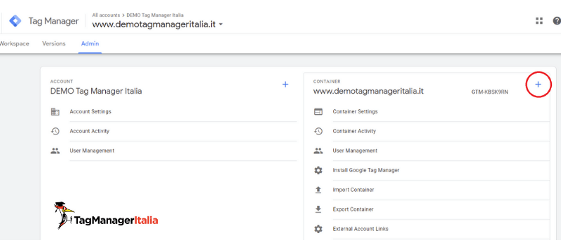 aggiunta nuovo contenitore GTM server-side tracking