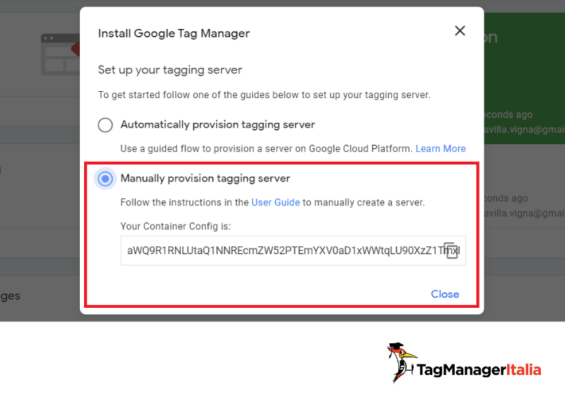 codice configurazione nuovo contenitore GTM server-side tracking